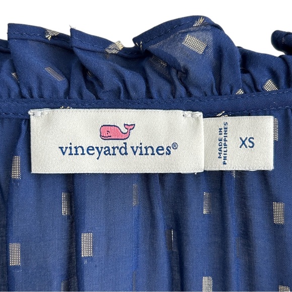 Vinyard Vines Lurex Clip Dot Silk Blend Semi-Sheer Top (XS) - Picture 13 of 16